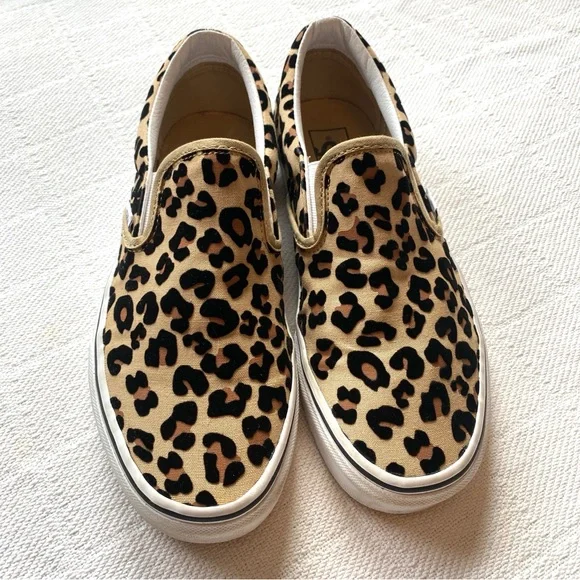 Vans Leopard Print Slip On Black Tan Casual Classic Slip On Shoes Size 9 - Picture 2 of 16